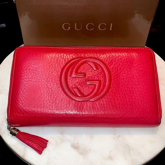 GUCCI SOHO TABASCO RED  ZIPPY WALLET LONG GG - Picture 2 of 15